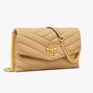 Tory Burch Kira Chevron Wallet on Chain WOC Dune Tan